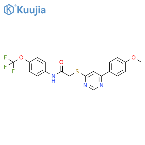 2-{6-(4-methoxyphenyl)pyrimidin-4-ylsulfanyl}-N-4-(trifluoromethoxy)phenylacetamide structure