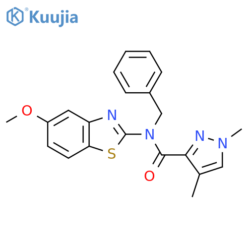 N-benzyl-N-(5-methoxy-1,3-benzothiazol-2-yl)-1,4-dimethyl-1H-pyrazole-3-carboxamide structure