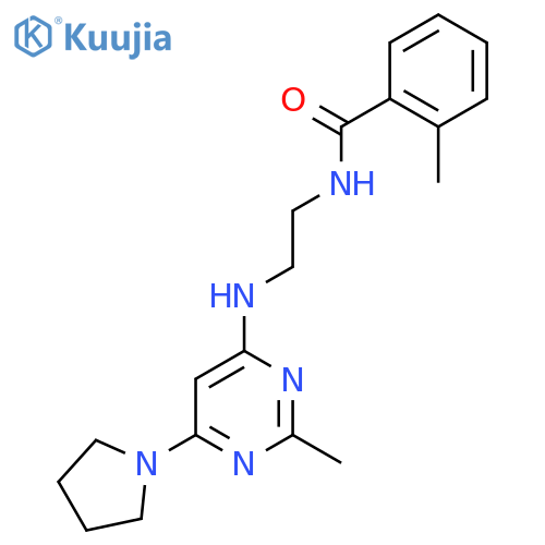 2-methyl-N-(2-{2-methyl-6-(pyrrolidin-1-yl)pyrimidin-4-ylamino}ethyl)benzamide structure