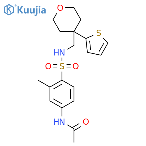 N-3-methyl-4-({4-(thiophen-2-yl)oxan-4-ylmethyl}sulfamoyl)phenylacetamide structure