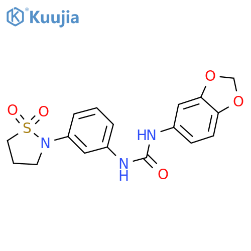 3-(2H-1,3-benzodioxol-5-yl)-1-3-(1,1-dioxo-1lambda6,2-thiazolidin-2-yl)phenylurea structure