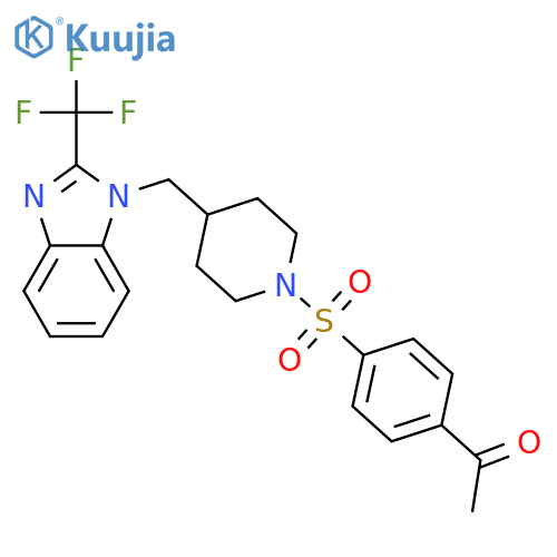 1-{4-(4-{2-(trifluoromethyl)-1H-1,3-benzodiazol-1-ylmethyl}piperidin-1-yl)sulfonylphenyl}ethan-1-one structure