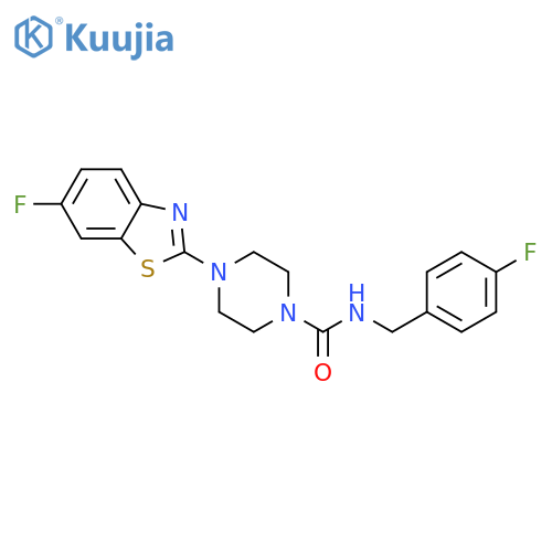 4-(6-fluoro-1,3-benzothiazol-2-yl)-N-[(4-fluorophenyl)methyl]piperazine-1-carboxamide structure