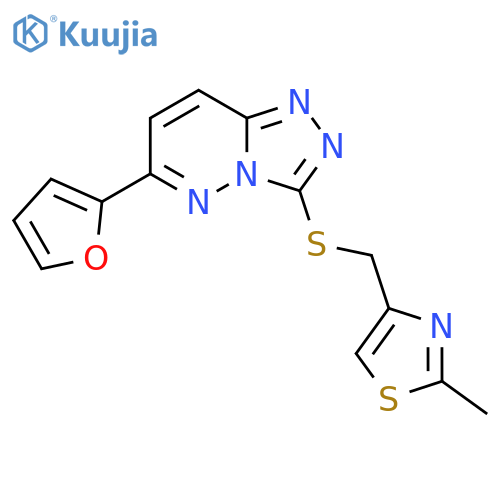 4-({6-(furan-2-yl)-1,2,4triazolo4,3-bpyridazin-3-ylsulfanyl}methyl)-2-methyl-1,3-thiazole structure