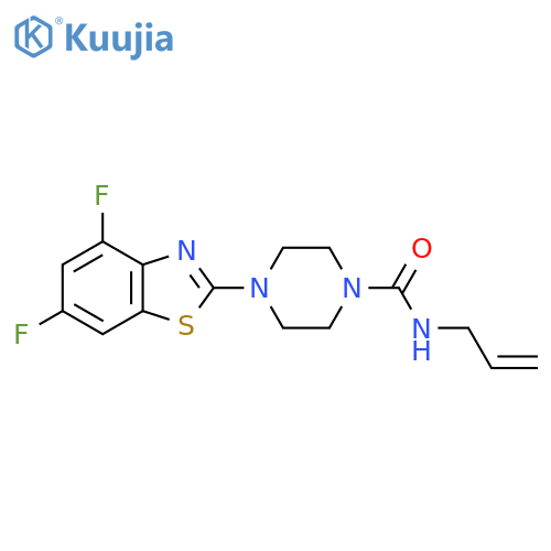 4-(4,6-difluoro-1,3-benzothiazol-2-yl)-N-(prop-2-en-1-yl)piperazine-1-carboxamide structure