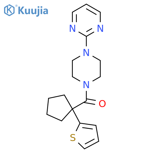2-{4-1-(thiophen-2-yl)cyclopentanecarbonylpiperazin-1-yl}pyrimidine structure