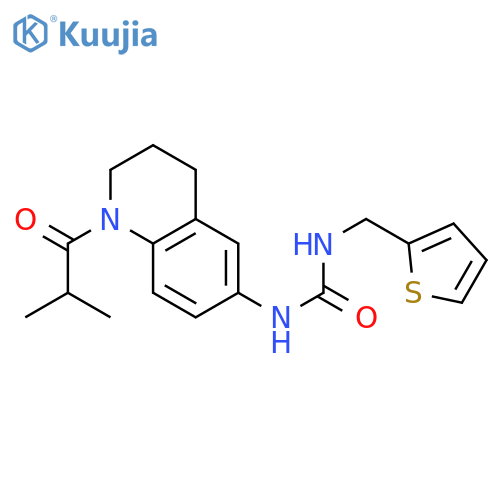 1-1-(2-methylpropanoyl)-1,2,3,4-tetrahydroquinolin-6-yl-3-(thiophen-2-yl)methylurea structure