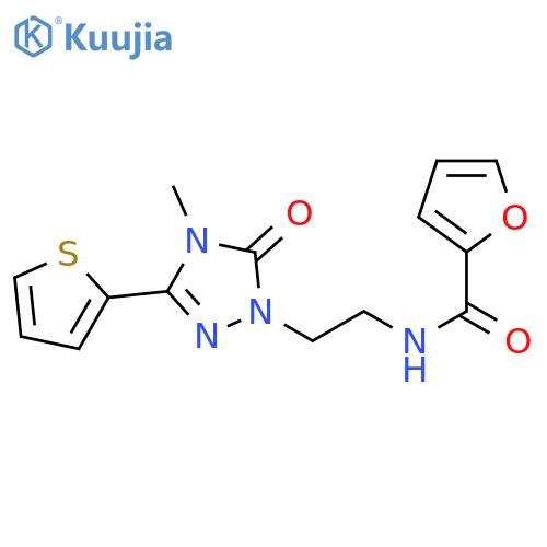 N-{2-4-methyl-5-oxo-3-(thiophen-2-yl)-4,5-dihydro-1H-1,2,4-triazol-1-ylethyl}furan-2-carboxamide structure