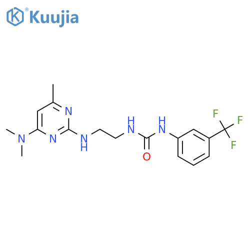 3-(2-{4-(dimethylamino)-6-methylpyrimidin-2-ylamino}ethyl)-1-3-(trifluoromethyl)phenylurea structure