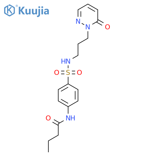 N-(4-{3-(6-oxo-1,6-dihydropyridazin-1-yl)propylsulfamoyl}phenyl)butanamide structure