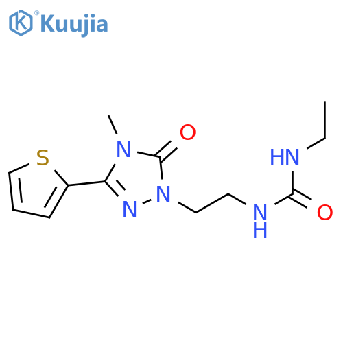 3-ethyl-1-{2-4-methyl-5-oxo-3-(thiophen-2-yl)-4,5-dihydro-1H-1,2,4-triazol-1-ylethyl}urea structure
