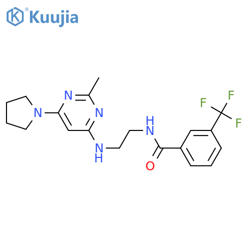 N-(2-{[2-methyl-6-(pyrrolidin-1-yl)pyrimidin-4-yl]amino}ethyl)-3-(trifluoromethyl)benzamide structure