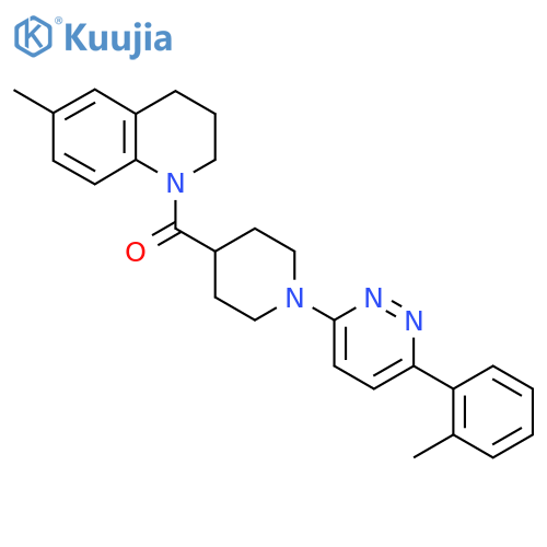6-methyl-1-{1-6-(2-methylphenyl)pyridazin-3-ylpiperidine-4-carbonyl}-1,2,3,4-tetrahydroquinoline structure