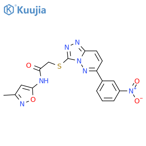 N-(3-methyl-1,2-oxazol-5-yl)-2-{6-(3-nitrophenyl)-1,2,4triazolo4,3-bpyridazin-3-ylsulfanyl}acetamide structure