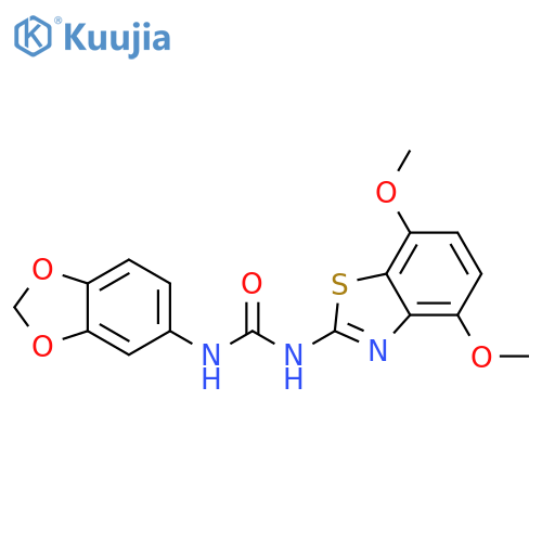 1-(2H-1,3-benzodioxol-5-yl)-3-(4,7-dimethoxy-1,3-benzothiazol-2-yl)urea structure