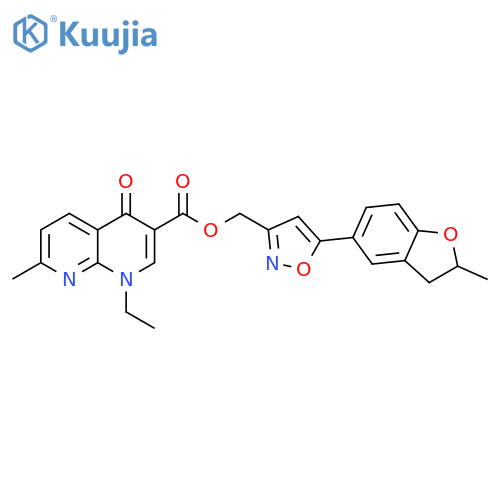 5-(2-methyl-2,3-dihydro-1-benzofuran-5-yl)-1,2-oxazol-3-ylmethyl 1-ethyl-7-methyl-4-oxo-1,4-dihydro-1,8-naphthyridine-3-carboxylate structure