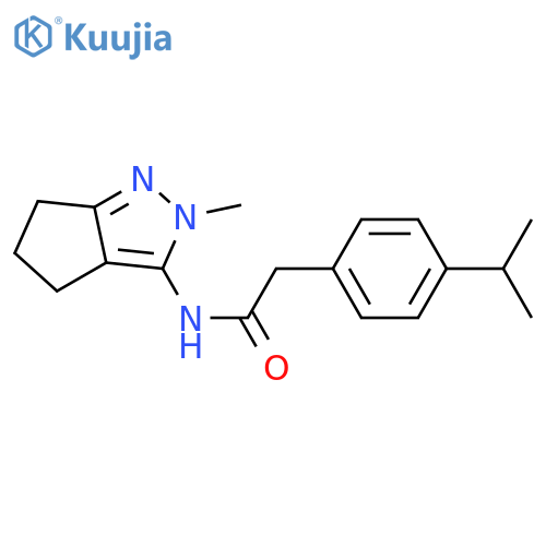 N-{2-methyl-2H,4H,5H,6H-cyclopentacpyrazol-3-yl}-2-4-(propan-2-yl)phenylacetamide structure