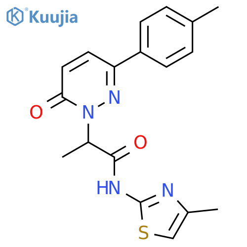 N-(4-methyl-1,3-thiazol-2-yl)-2-3-(4-methylphenyl)-6-oxo-1,6-dihydropyridazin-1-ylpropanamide structure