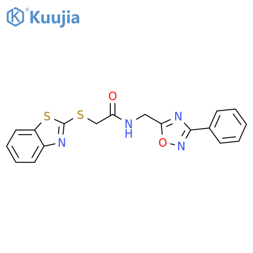 2-(1,3-benzothiazol-2-ylsulfanyl)-N-(3-phenyl-1,2,4-oxadiazol-5-yl)methylacetamide structure