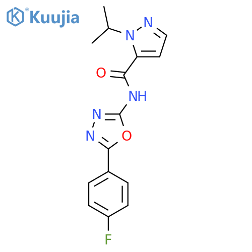 N-5-(4-fluorophenyl)-1,3,4-oxadiazol-2-yl-1-(propan-2-yl)-1H-pyrazole-5-carboxamide structure