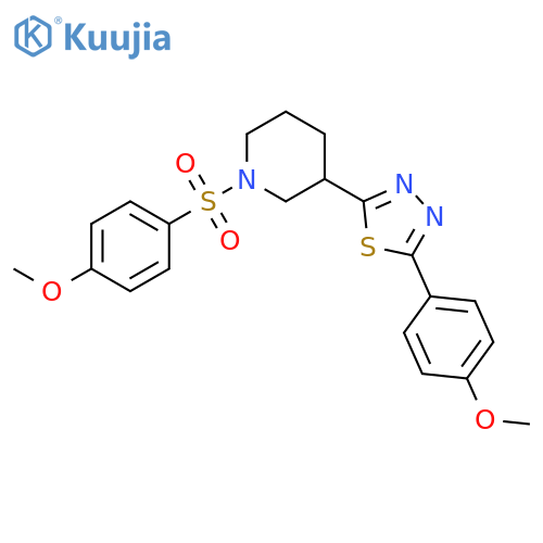 1-(4-methoxybenzenesulfonyl)-3-5-(4-methoxyphenyl)-1,3,4-thiadiazol-2-ylpiperidine structure
