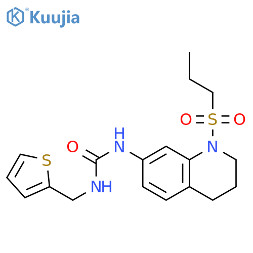 1-1-(propane-1-sulfonyl)-1,2,3,4-tetrahydroquinolin-7-yl-3-(thiophen-2-yl)methylurea structure