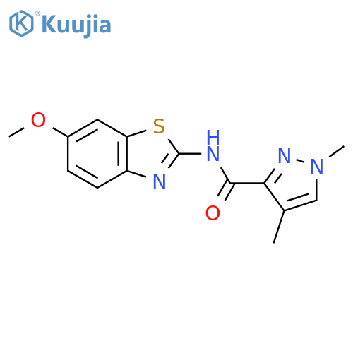 N-(6-methoxy-1,3-benzothiazol-2-yl)-1,4-dimethyl-1H-pyrazole-3-carboxamide structure