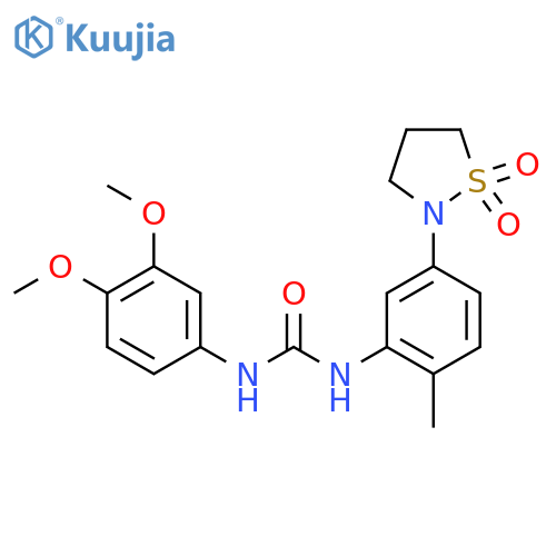 1-(3,4-dimethoxyphenyl)-3-5-(1,1-dioxo-1lambda6,2-thiazolidin-2-yl)-2-methylphenylurea structure