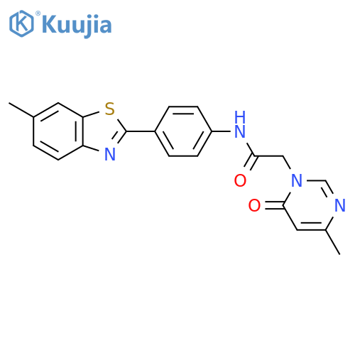 N-4-(6-methyl-1,3-benzothiazol-2-yl)phenyl-2-(4-methyl-6-oxo-1,6-dihydropyrimidin-1-yl)acetamide structure