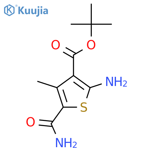 tert-butyl 2-amino-5-carbamoyl-4-methylthiophene-3-carboxylate structure