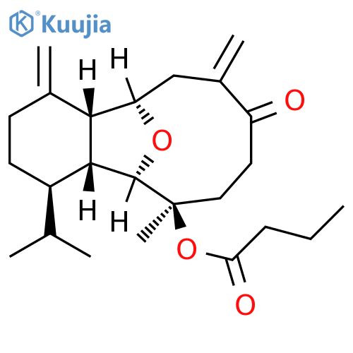 Butanoic acid,(4R,4aR,5R,6R,12R,12aR)-tetradecahydro-6-methyl-1,10-bis(methylene)-4-(1-methylethyl)-9-oxo-5,12-epoxybenzocyclodecen-6-ylester (9CI) structure