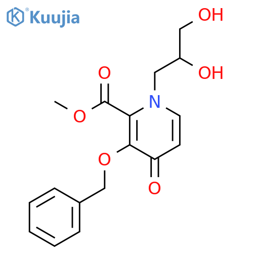 3-(benzyloxy)-1-(2,3-dihydroxypropyl)-4-oxo-1,4-dihydropyridine-2-carboxylic acid structure