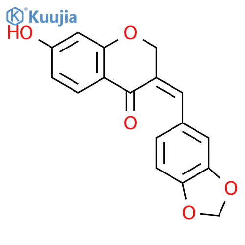 (3E)-3-(1,3-benzodioxol-5-ylmethylene)-2,3-dihydro-7-hydroxy-4H-1-benzopyran-4-one structure