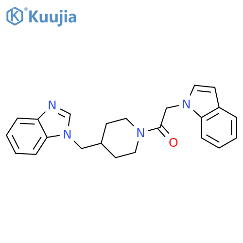 1-{4-(1H-1,3-benzodiazol-1-yl)methylpiperidin-1-yl}-2-(1H-indol-1-yl)ethan-1-one structure