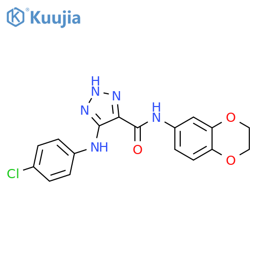 5-[(4-chlorophenyl)amino]-N-(2,3-dihydro-1,4-benzodioxin-6-yl)-1H-1,2,3-triazole-4-carboxamide structure