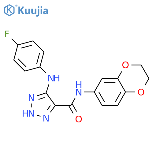 N-(2,3-dihydro-1,4-benzodioxin-6-yl)-5-[(4-fluorophenyl)amino]-1H-1,2,3-triazole-4-carboxamide structure