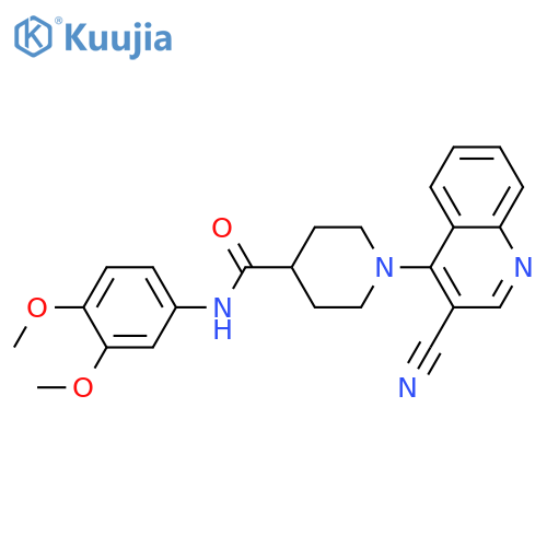 1-(3-cyanoquinolin-4-yl)-N-(3,4-dimethoxyphenyl)piperidine-4-carboxamide structure