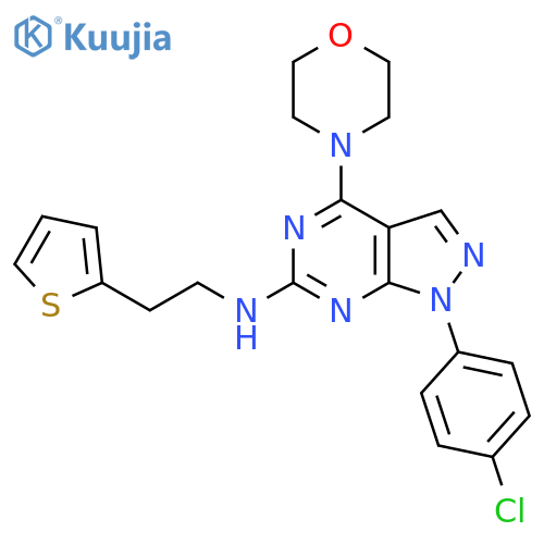 1-(4-chlorophenyl)-4-(morpholin-4-yl)-N-[2-(thiophen-2-yl)ethyl]-1H-pyrazolo[3,4-d]pyrimidin-6-amine structure