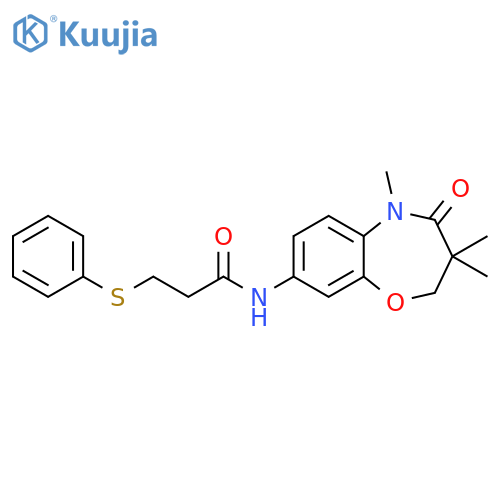 3-(phenylsulfanyl)-N-(3,3,5-trimethyl-4-oxo-2,3,4,5-tetrahydro-1,5-benzoxazepin-8-yl)propanamide structure