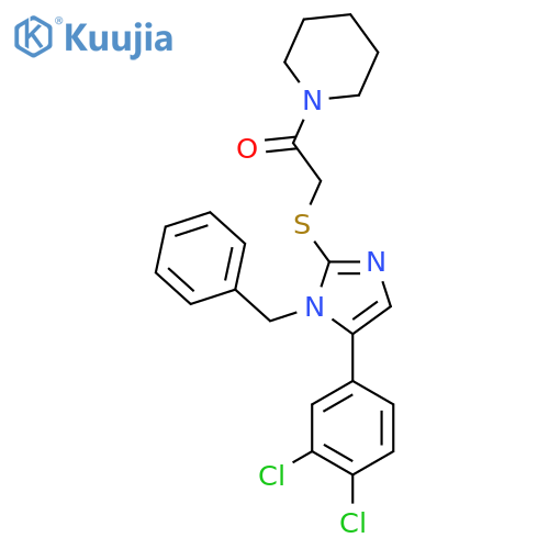 2-{[1-benzyl-5-(3,4-dichlorophenyl)-1H-imidazol-2-yl]sulfanyl}-1-(piperidin-1-yl)ethan-1-one structure