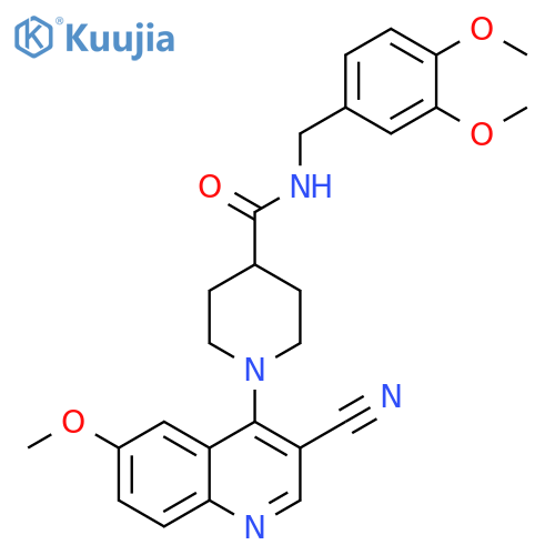 1-(3-cyano-6-methoxyquinolin-4-yl)-N-[(3,4-dimethoxyphenyl)methyl]piperidine-4-carboxamide structure