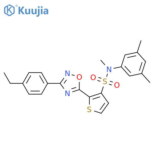 N-(3,5-dimethylphenyl)-2-[3-(4-ethylphenyl)-1,2,4-oxadiazol-5-yl]-N-methylthiophene-3-sulfonamide structure