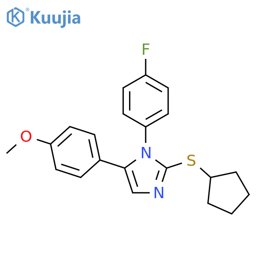 2-(cyclopentylsulfanyl)-1-(4-fluorophenyl)-5-(4-methoxyphenyl)-1H-imidazole structure