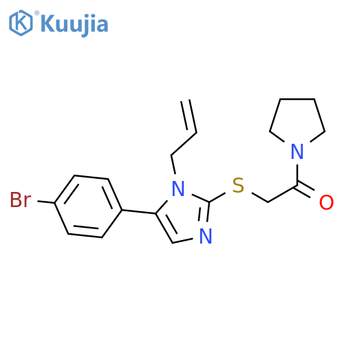 2-{[5-(4-bromophenyl)-1-(prop-2-en-1-yl)-1H-imidazol-2-yl]sulfanyl}-1-(pyrrolidin-1-yl)ethan-1-one structure