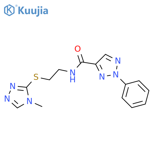 N-{2-(4-methyl-4H-1,2,4-triazol-3-yl)sulfanylethyl}-2-phenyl-2H-1,2,3-triazole-4-carboxamide structure