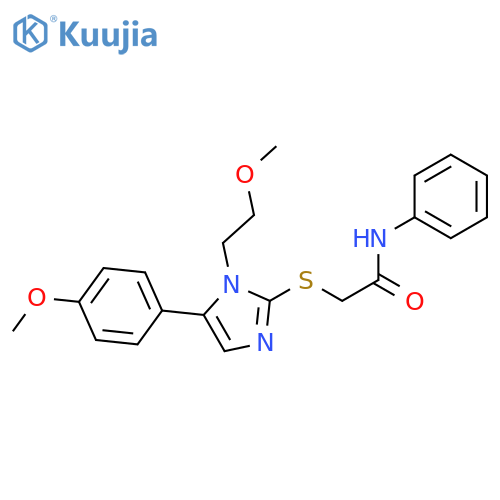 2-{[1-(2-methoxyethyl)-5-(4-methoxyphenyl)-1H-imidazol-2-yl]sulfanyl}-N-phenylacetamide structure