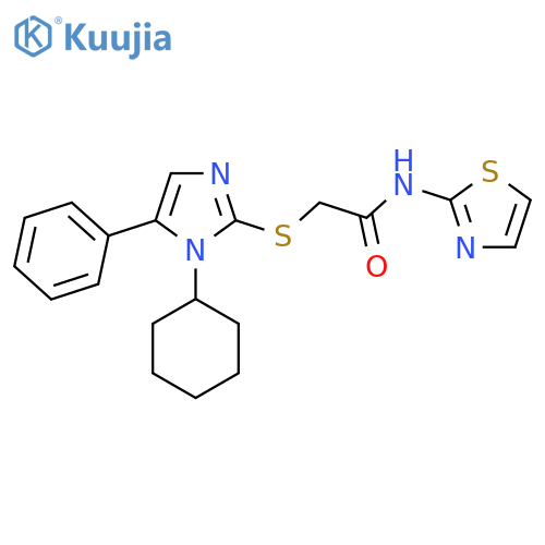 2-[(1-cyclohexyl-5-phenyl-1H-imidazol-2-yl)sulfanyl]-N-(1,3-thiazol-2-yl)acetamide structure