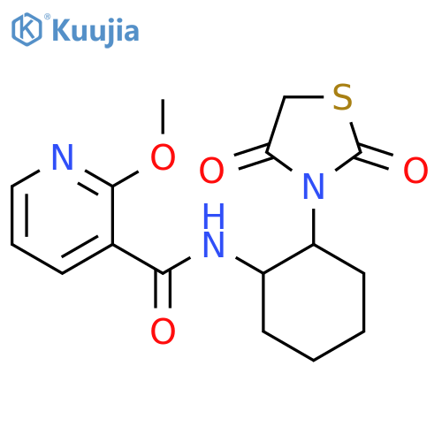 N-2-(2,4-dioxo-1,3-thiazolidin-3-yl)cyclohexyl-2-methoxypyridine-3-carboxamide structure