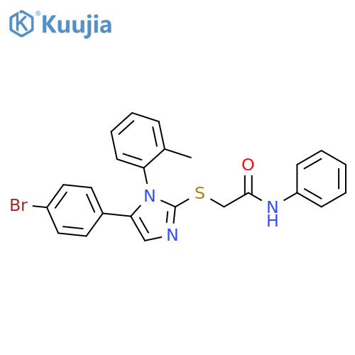 2-{[5-(4-bromophenyl)-1-(2-methylphenyl)-1H-imidazol-2-yl]sulfanyl}-N-phenylacetamide structure