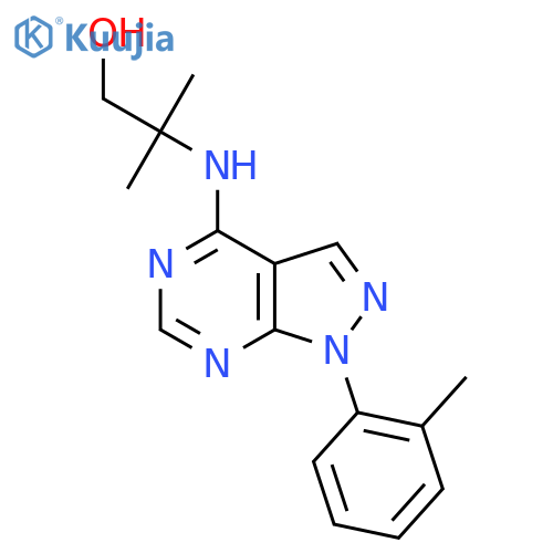 2-methyl-2-{1-(2-methylphenyl)-1H-pyrazolo3,4-dpyrimidin-4-ylamino}propan-1-ol structure